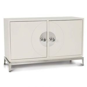 white lacquer buffet credenza double doors polished nickel lucite knobs - jonathan adler .jpg